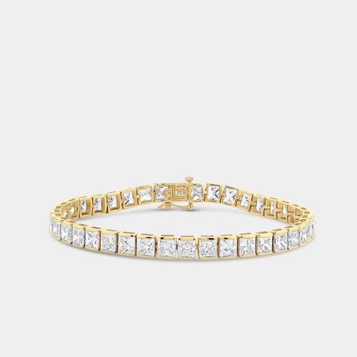 Gilded 16 Carat Lab-Grown Diamond Princess-Cut Tennis Bracelet