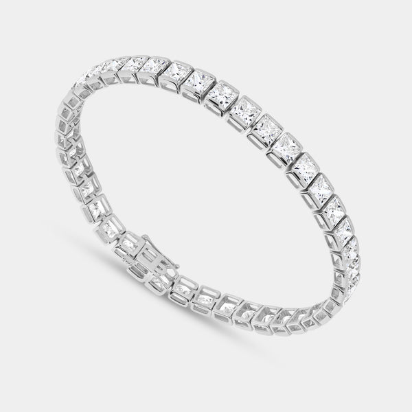 Gilded 16 Carat Lab-Grown Diamond Princess-Cut Tennis Bracelet