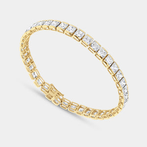 Gilded 16 Carat Lab-Grown Diamond Princess-Cut Tennis Bracelet