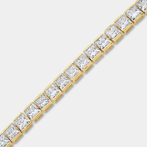 Gilded 16 Carat Lab-Grown Diamond Princess-Cut Tennis Bracelet