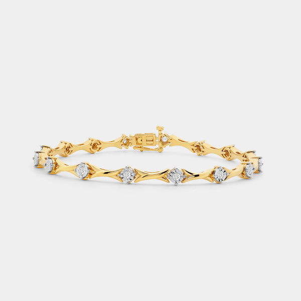 1/2 Carat Lab-Grown Diamond Fashion Bracelet with Crossover Metal Links and a Round-Shaped Center — GILDED New York