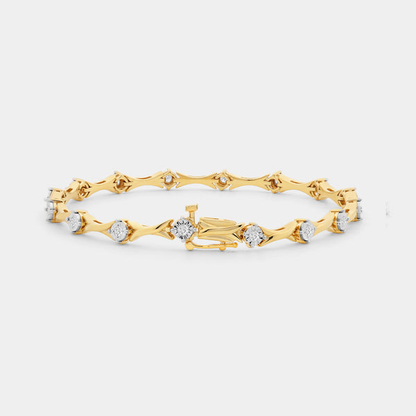 1/2 Carat Lab-Grown Diamond Fashion Bracelet with Crossover Metal Links and a Round-Shaped Center — GILDED New York