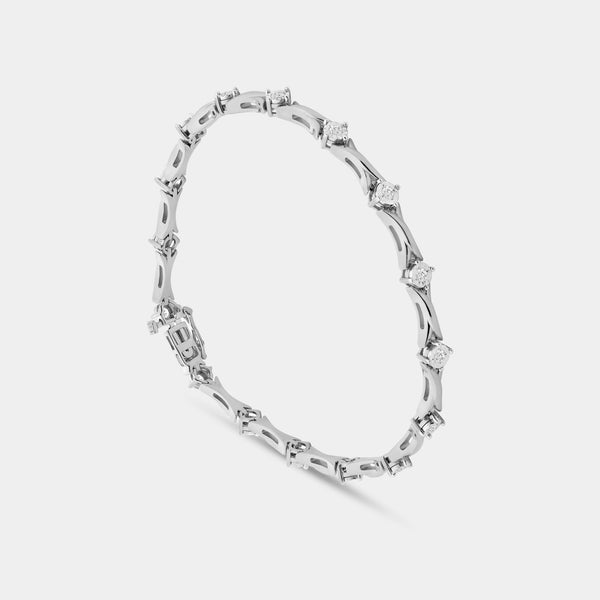 1/2 Carat Lab-Grown Diamond Fashion Bracelet with Crossover Metal Links and a Round-Shaped Center — GILDED New York