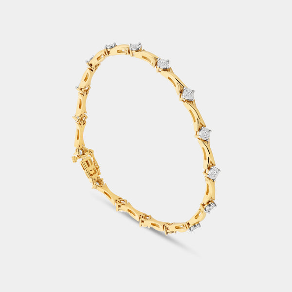 1/2 Carat Lab-Grown Diamond Fashion Bracelet with Crossover Metal Links and a Round-Shaped Center — GILDED New York