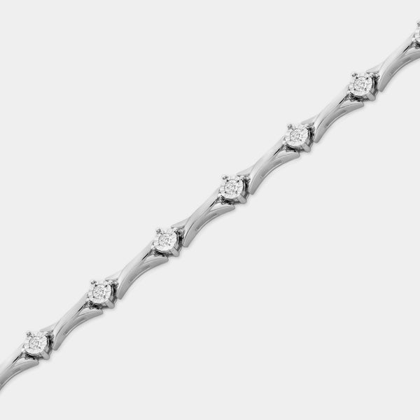 1/2 Carat Lab-Grown Diamond Fashion Bracelet with Crossover Metal Links and a Round-Shaped Center — GILDED New York