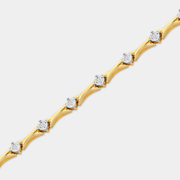 1/2 Carat Lab-Grown Diamond Fashion Bracelet with Crossover Metal Links and a Round-Shaped Center — GILDED New York