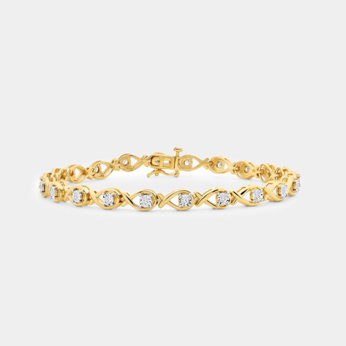 Gilded 1/2 Carat Lab-Grown Diamond Pear-Shaped Fashion Bracelet in an Illusion-Plate Setting