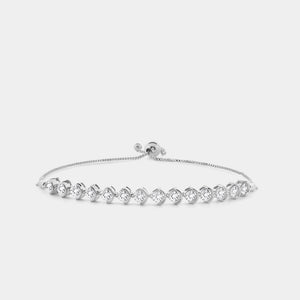 Gilded 2 Carat Lab-Grown Diamond Half-Bezel Bolo Bracelet