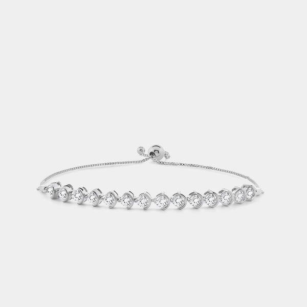 2 Carat Lab-Grown Diamond Half-Bezel Bolo Bracelet — GILDED New York