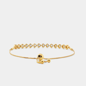 Gilded 2 Carat Lab-Grown Diamond Half-Bezel Bolo Bracelet