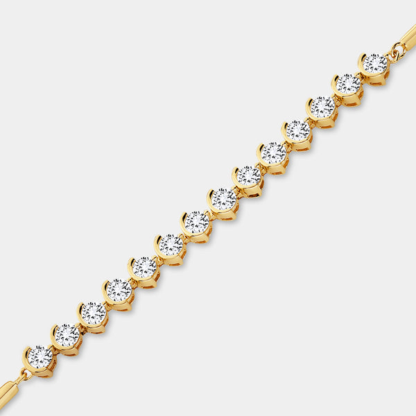Gilded 2 Carat Lab-Grown Diamond Half-Bezel Bolo Bracelet