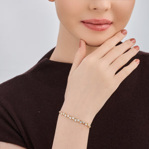 Gilded 2 Carat Lab-Grown Diamond V-Set Bolo Bracelet