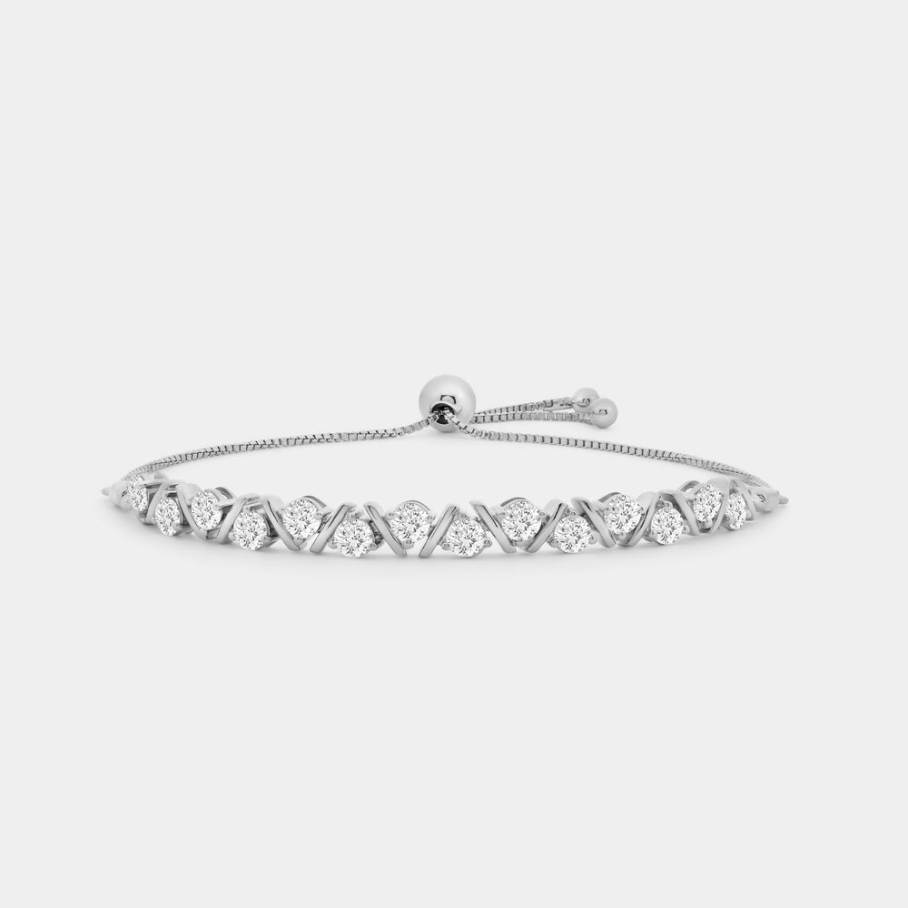 Gilded 2 Carat Lab-Grown Diamond V-Set Bolo Bracelet