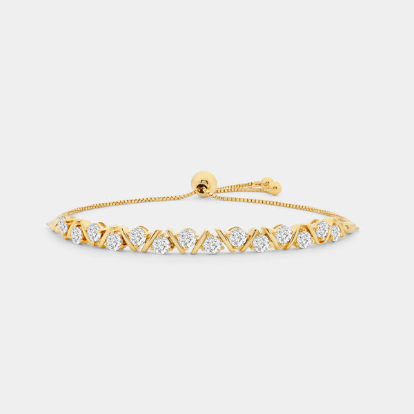 2 Carat Lab-Grown Diamond V-Set Bolo Bracelet — GILDED New York