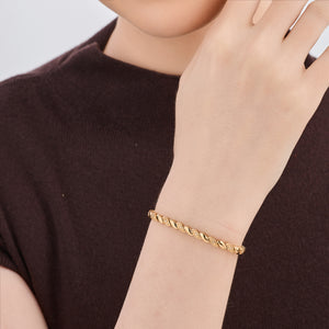 Gilded 1/10 Carat Lab-Grown Diamond Fashion Bracelet with Chunky Metal Wave Motifs