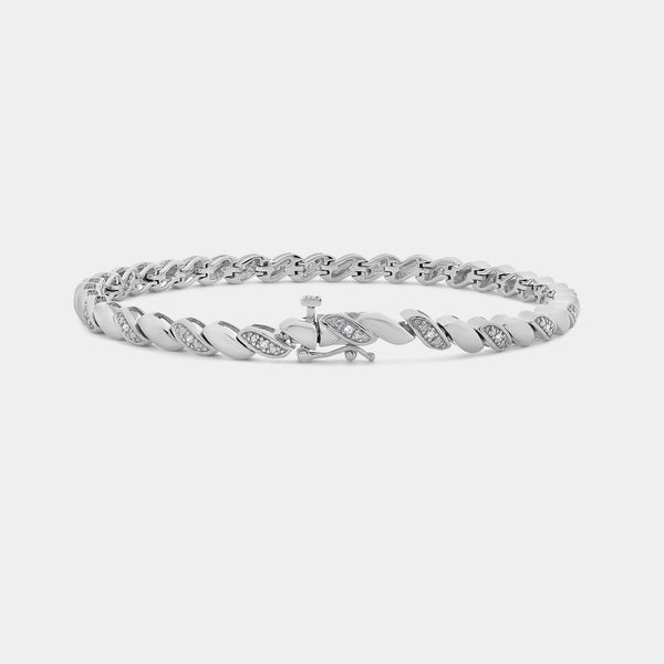 1/10 Carat Lab-Grown Diamond Fashion Bracelet with Chunky Metal Wave Motifs — GILDED New York