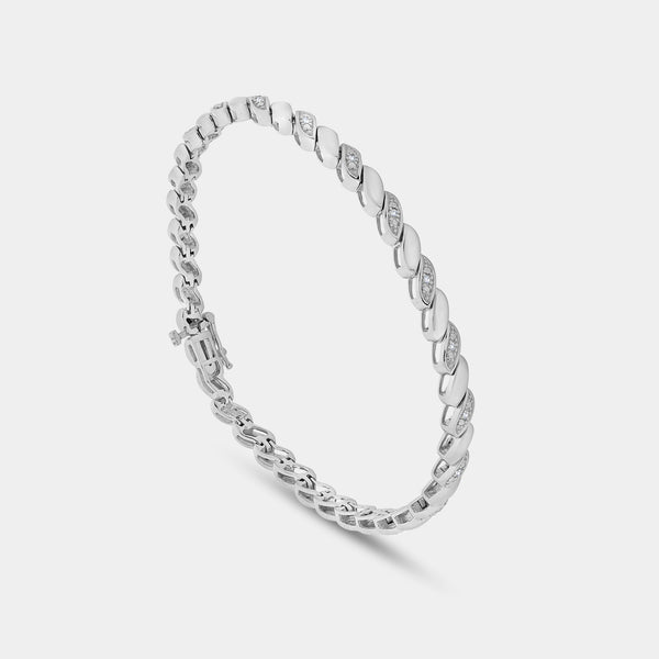 1/10 Carat Lab-Grown Diamond Fashion Bracelet with Chunky Metal Wave Motifs — GILDED New York