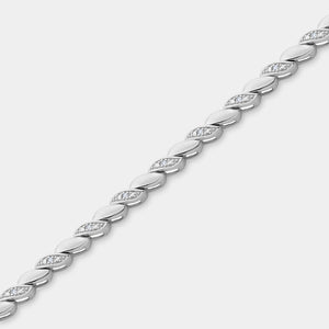 Gilded 1/10 Carat Lab-Grown Diamond Fashion Bracelet with Chunky Metal Wave Motifs