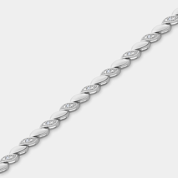 1/10 Carat Lab-Grown Diamond Fashion Bracelet with Chunky Metal Wave Motifs — GILDED New York