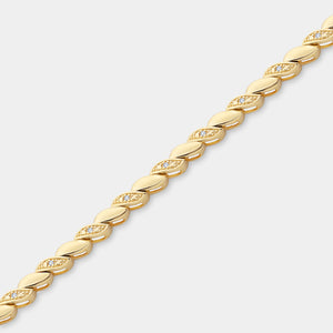 Gilded 1/10 Carat Lab-Grown Diamond Fashion Bracelet with Chunky Metal Wave Motifs