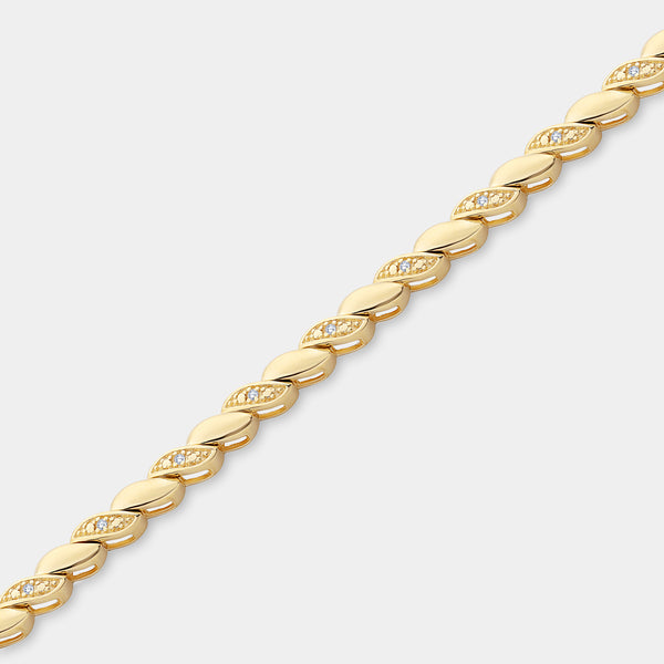 1/10 Carat Lab-Grown Diamond Fashion Bracelet with Chunky Metal Wave Motifs — GILDED New York