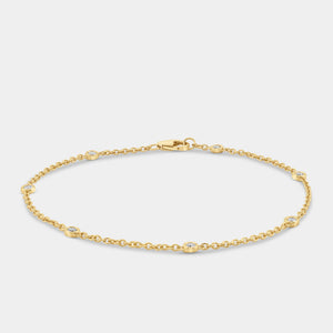 Gilded 1/4 Carat Lab-Grown Diamond Bezel-Set Diamond-By-The-Yard Bracelet