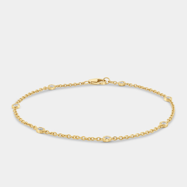 Gilded 1/4 Carat Lab-Grown Diamond Bezel-Set Diamond-By-The-Yard Bracelet