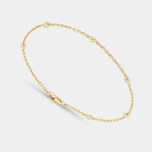 Gilded 1/4 Carat Lab-Grown Diamond Bezel-Set Diamond-By-The-Yard Bracelet