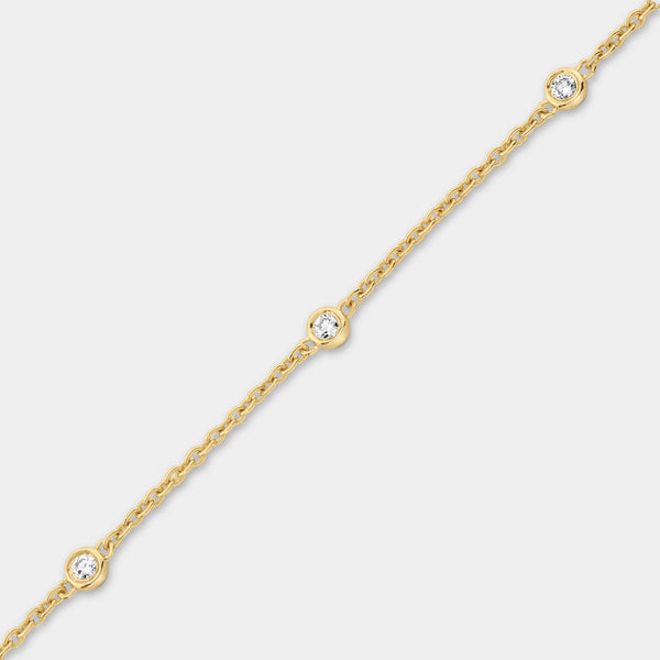 Gilded 1/4 Carat Lab-Grown Diamond Bezel-Set Diamond-By-The-Yard Bracelet