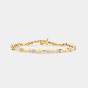 Gilded 1/10 Carat Lab-Grown Diamond Fashion Bracelet with Butterfly Bars and Illusion Plates
