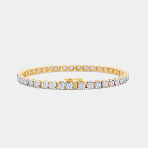 Gilded 3 Carat Lab-Grown Diamond Classic Bracelet with Four-Prong Illusion Settings