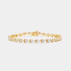 Gilded 3 Carat Lab-Grown Diamond Fashion Bracelet with Fleur-De-Lis Motifs