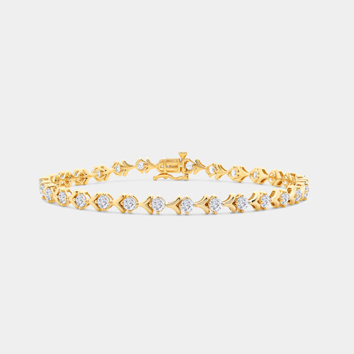 Gilded 3 Carat Lab-Grown Diamond Fashion Bracelet with Fleur-De-Lis Motifs