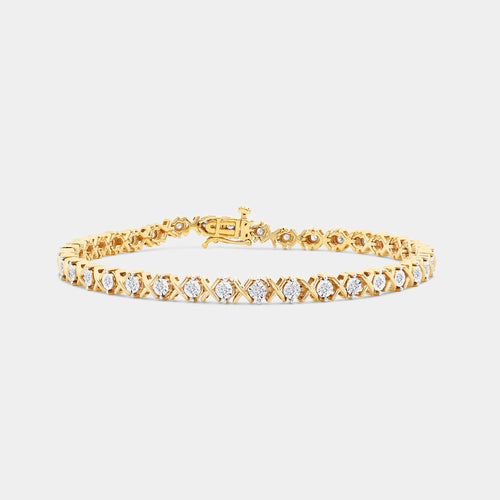 Gilded 1/2 Carat Lab-Grown Diamond Fashion Bracelet with Petite Xo-Shaped Centers