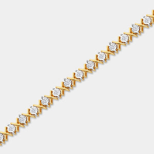 Gilded 1/2 Carat Lab-Grown Diamond Fashion Bracelet with Petite Xo-Shaped Centers
