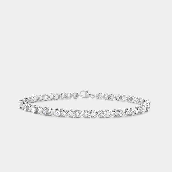 1/4 Carat Fashion Bracelet with Xo-Shaped Centers in an Illusion-Plate Setting — GILDED New York