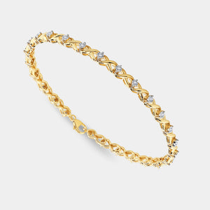 Gilded 1/4 Carat Fashion Bracelet with Xo-Shaped Centers in an Illusion-Plate Setting