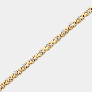 Gilded 1/4 Carat Fashion Bracelet with Xo-Shaped Centers in an Illusion-Plate Setting