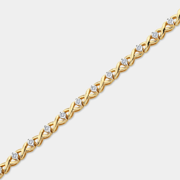 1/4 Carat Fashion Bracelet with Xo-Shaped Centers in an Illusion-Plate Setting — GILDED New York