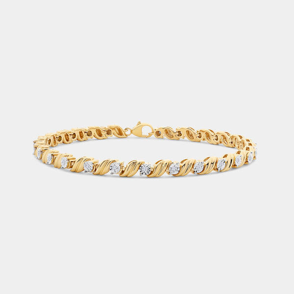 1/4 Carat Lab-Grown Diamond Fashion Bracelet with Curved Metal Bars and Round-Shaped Centers — GILDED New York