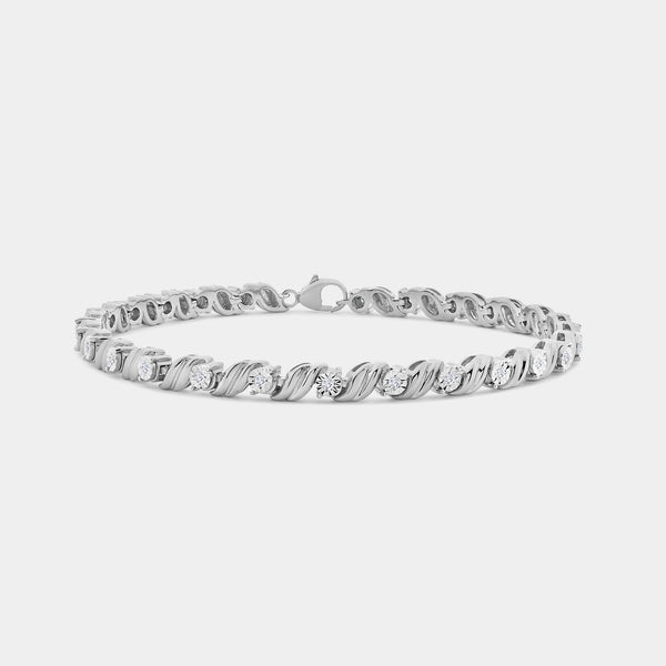1/4 Carat Lab-Grown Diamond Fashion Bracelet with Curved Metal Bars and Round-Shaped Centers — GILDED New York