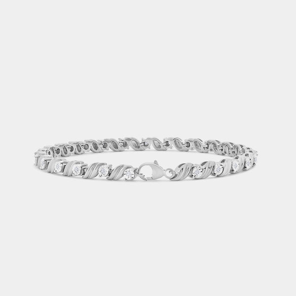1/4 Carat Lab-Grown Diamond Fashion Bracelet with Curved Metal Bars and Round-Shaped Centers — GILDED New York