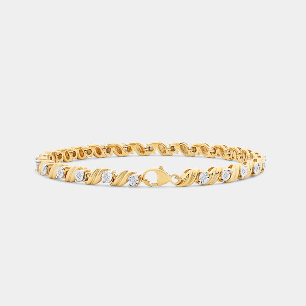 1/4 Carat Lab-Grown Diamond Fashion Bracelet with Curved Metal Bars and Round-Shaped Centers — GILDED New York
