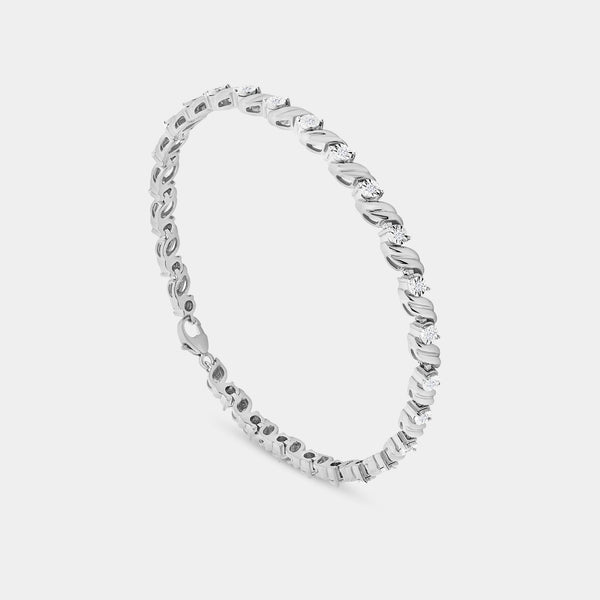 1/4 Carat Lab-Grown Diamond Fashion Bracelet with Curved Metal Bars and Round-Shaped Centers — GILDED New York