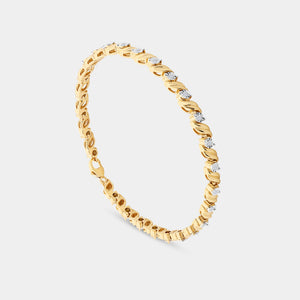 Gilded 1/4 Carat Lab-Grown Diamond Fashion Bracelet with Curved Metal Bars and Round-Shaped Centers