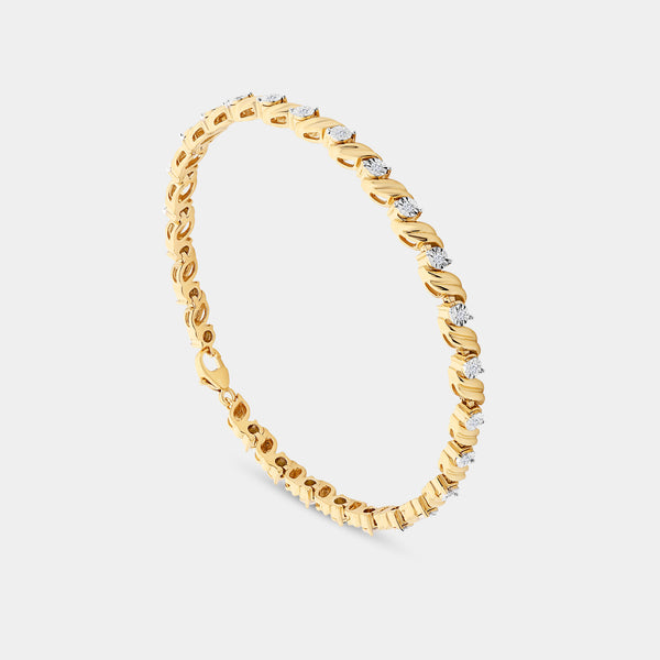 1/4 Carat Lab-Grown Diamond Fashion Bracelet with Curved Metal Bars and Round-Shaped Centers — GILDED New York