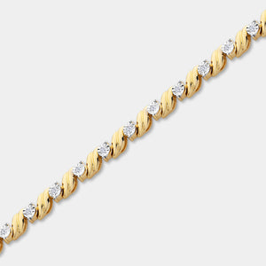 Gilded 1/4 Carat Lab-Grown Diamond Fashion Bracelet with Curved Metal Bars and Round-Shaped Centers