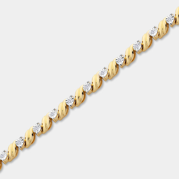 1/4 Carat Lab-Grown Diamond Fashion Bracelet with Curved Metal Bars and Round-Shaped Centers — GILDED New York