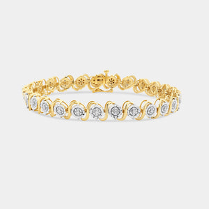 Gilded 1/4 Carat Lab-Grown Diamond Fashion Bracelet with S-and-O-Shaped Composite Centers in an Illusion-Plate Setting