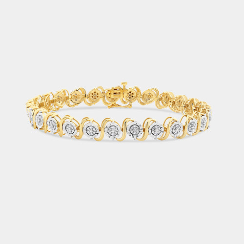 Gilded 1/4 Carat Lab-Grown Diamond Fashion Bracelet with S-and-O-Shaped Composite Centers in an Illusion-Plate Setting